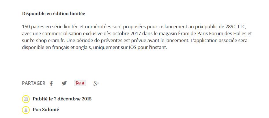 Eram lance choose la basket connectée en 2015 Eram annonce #choose sur son blog la basket connectée en 2015