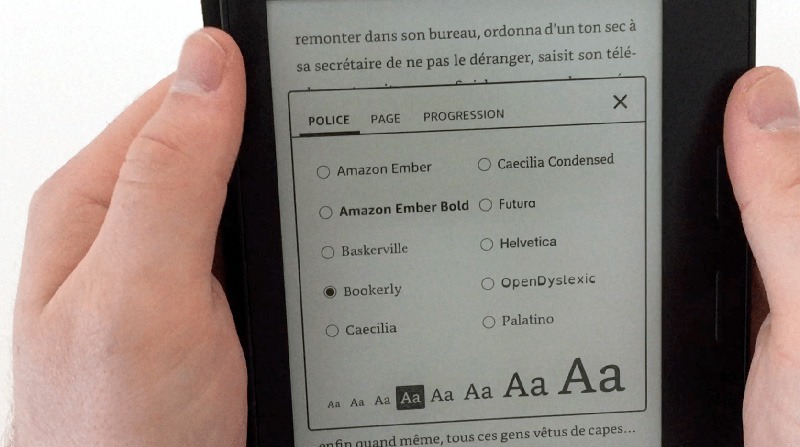 kindle oasis Amazon choix de la police 2017