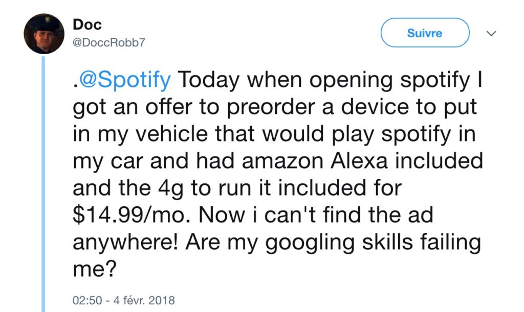 Twitter enceinte connectée Spotify