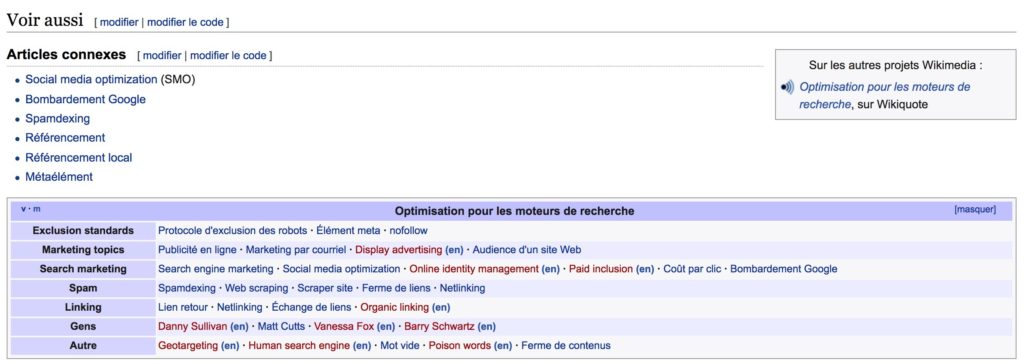 13 techniques SEO 2018 références wikipédia