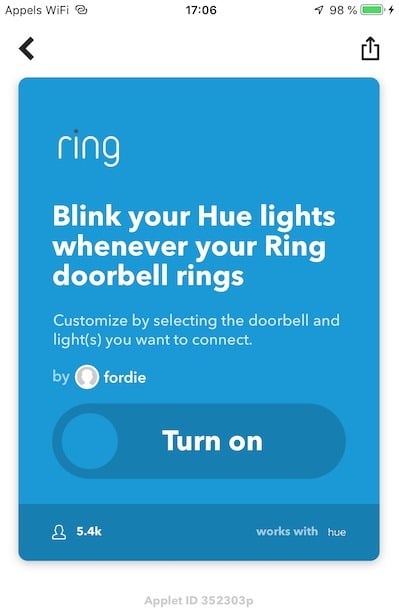 Ring 2 IFFTTT Philips Hue