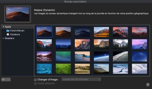 Mojave fond écran dynamique