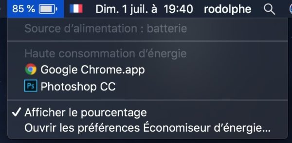 Mojave gestion batterie et gestionnaire activité