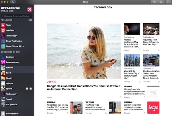 app news avec macOS Mojave