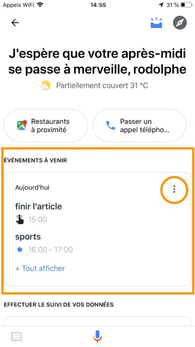 ajout événement google assistant visual snapshot