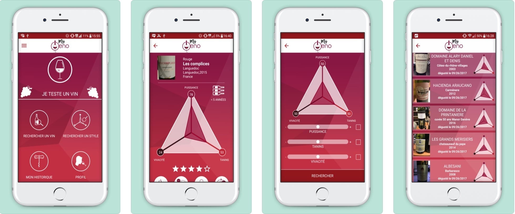 my oeno app mobile analyse de vin
