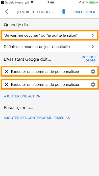 routine google home exemple ajout actions