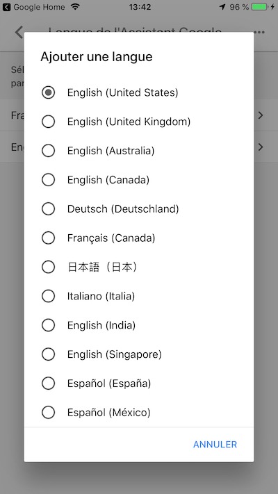16 langues google home google assistant