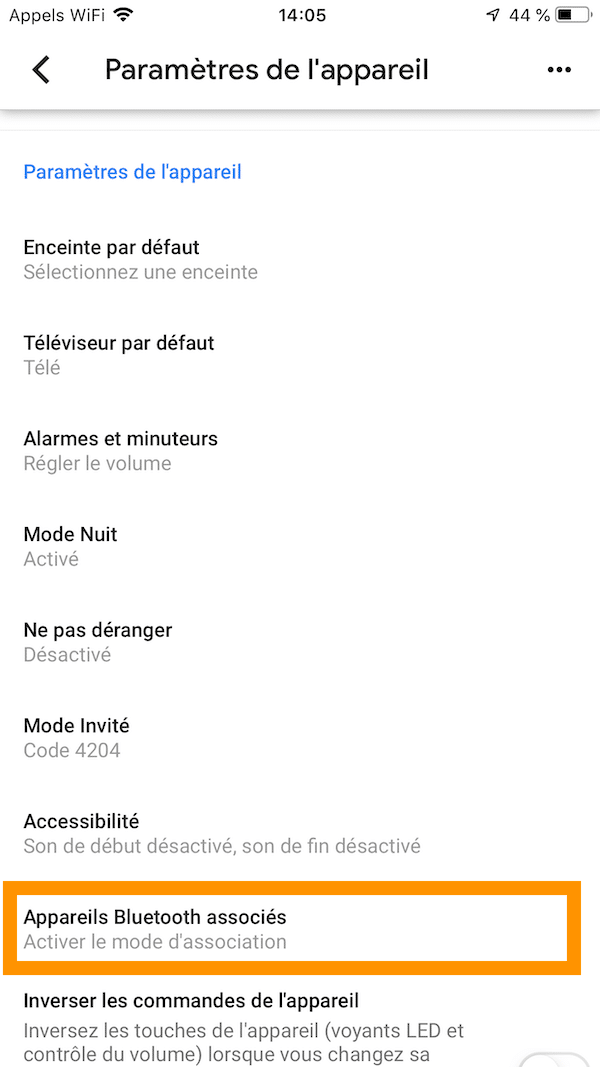 appareil bluetooth associé google home