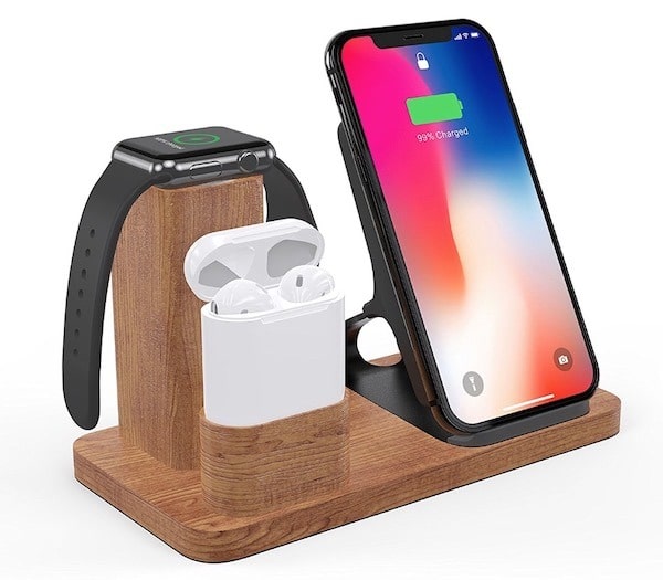chargeur bois apple watch iphone airpods Olvoo