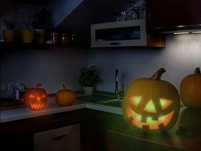 citrouille éclairée Halloween ampoule Philips hue