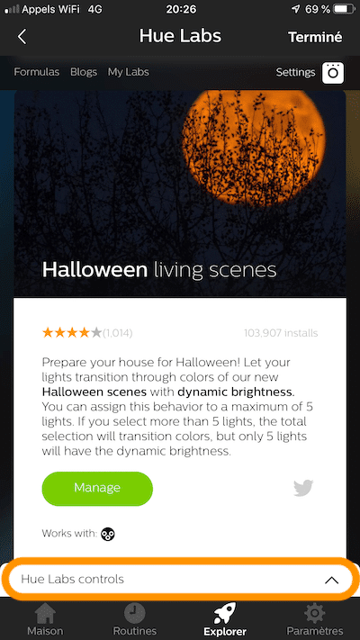 Halloween lumière ambiance hue labs