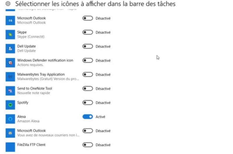 Ajouter Alexa barre des taches Windows 10
