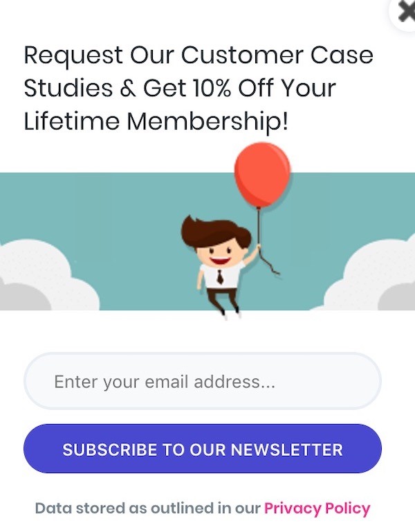 divi marketing pop up inscription newsletter