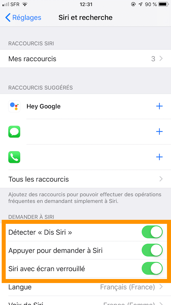 Paramétrer Siri pour Google Assistant