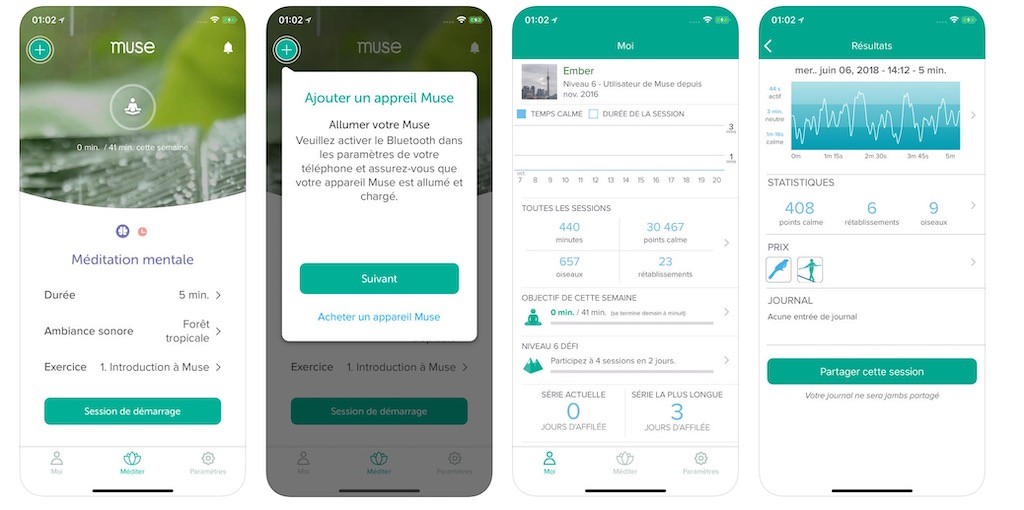 Muse 2 avis test prix bandeau de méditation connecté app Muse