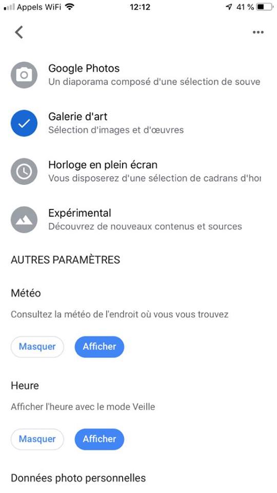 google nest hub fond écran galerie d'art