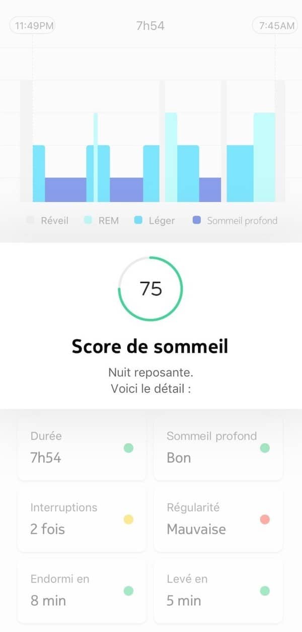 score de sommeil Withing sleep