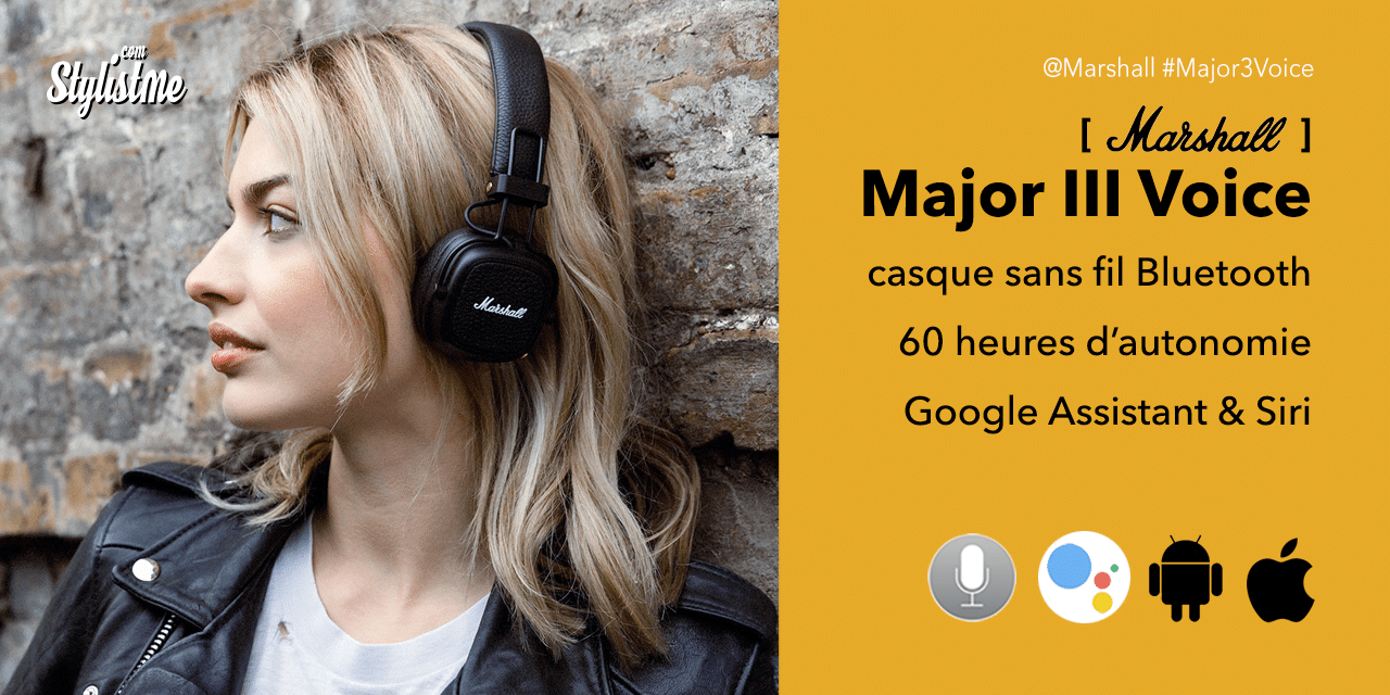 Marshall Major 3 Voice le casque vintage avec Google Assistant et Siri