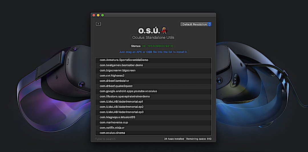 App Standalone Utils pour Mac : charger des Apk, obb sur Oculus Quest