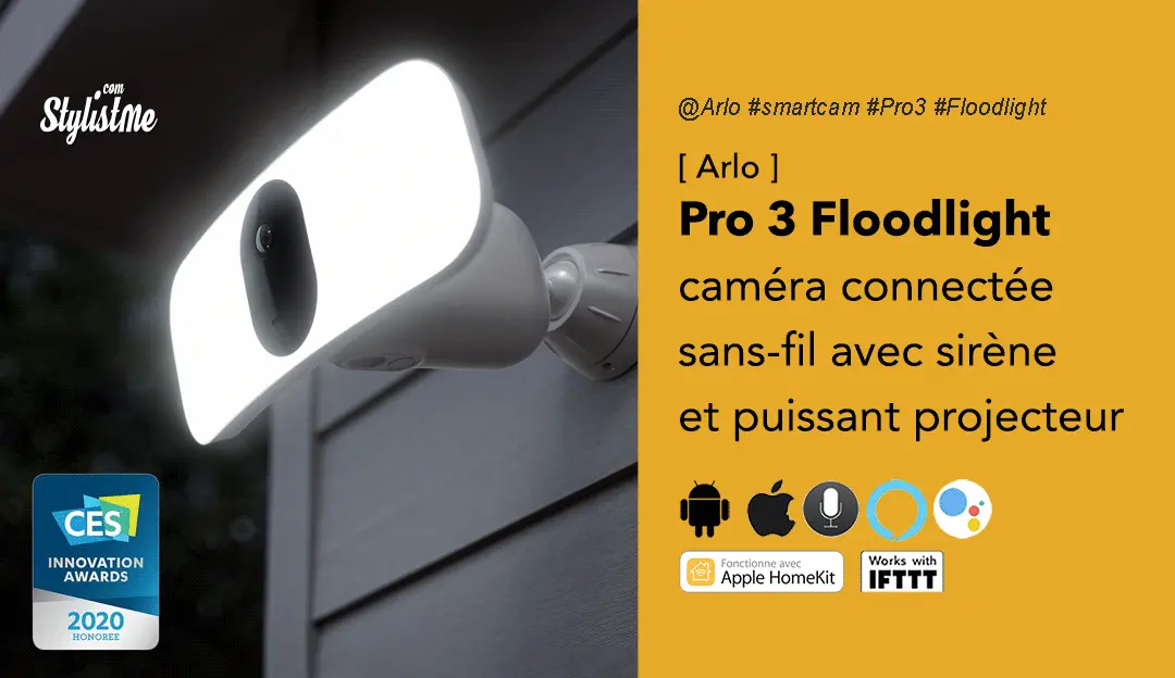 Arlo Pro 3 Floodlight avis prix caméra connectée avec projecteur