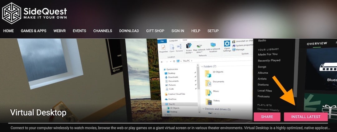 Virtual Desktop version débloquée SideQuest
