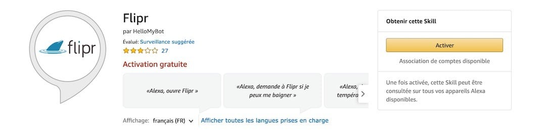 commande vocale Alexa skill Flirp