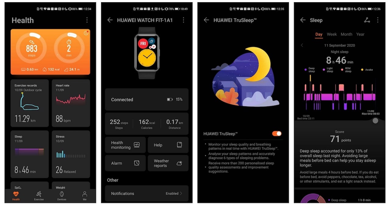 Huawei Watch Fit test suivi santé