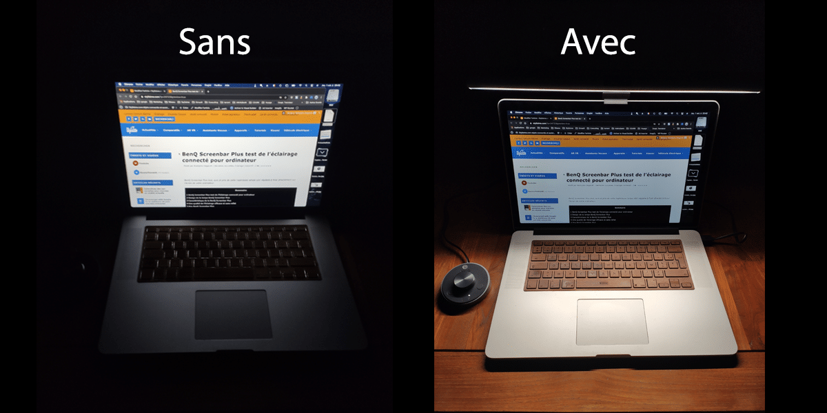 Eclairage avec ou sans BenQ Screenbar Plus