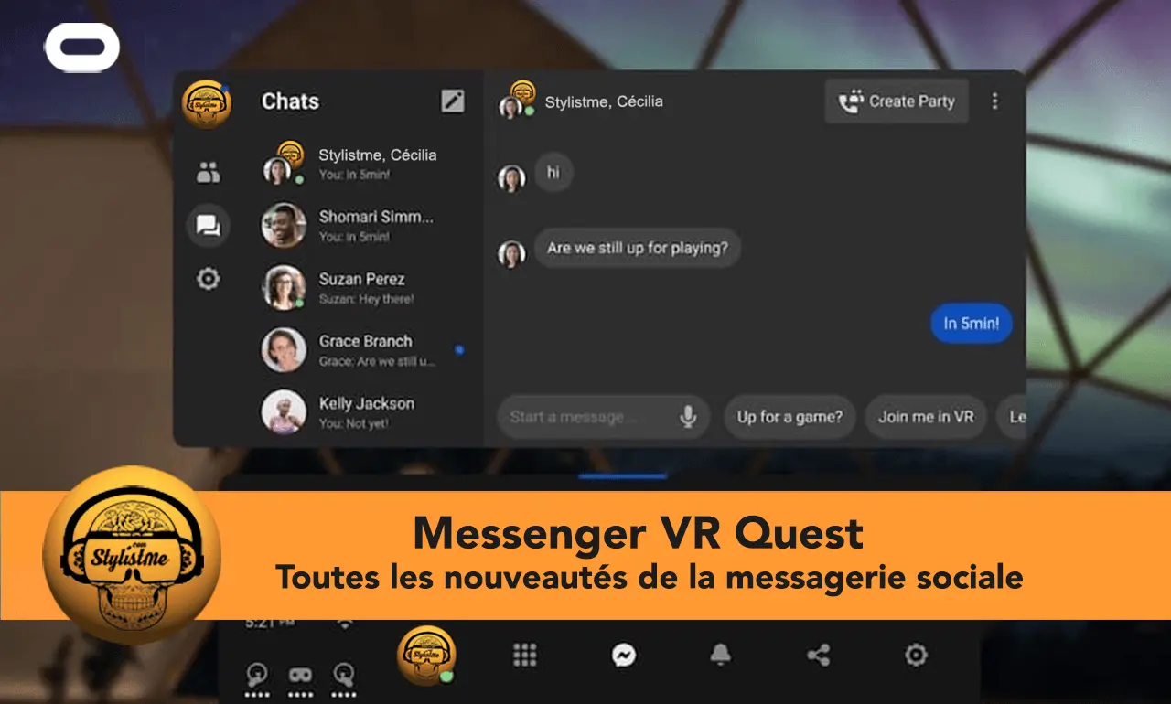 Messenger VR tuto pour Oculus Quest 1 et 2 : messagerie sociale et vocale