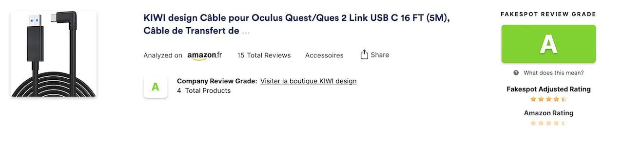 meilleur câble Link oculus quest 2