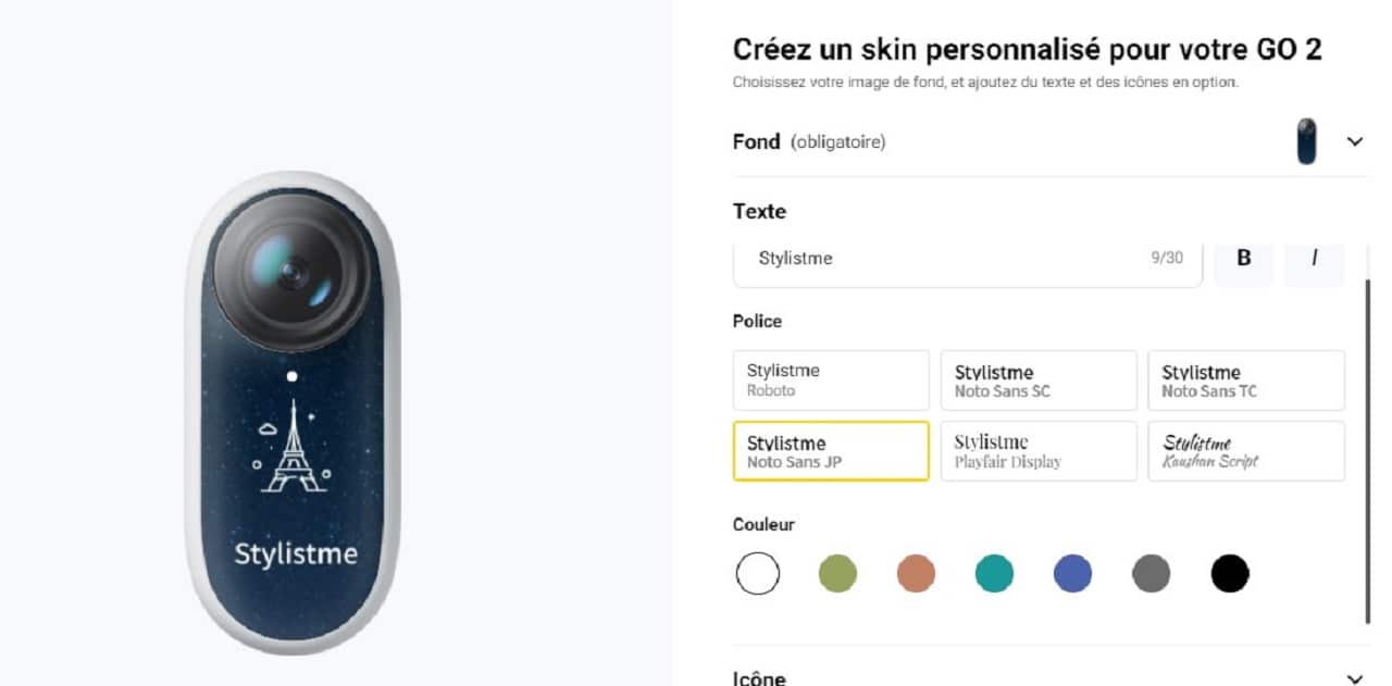 Personnalisation Insta360 GO 2