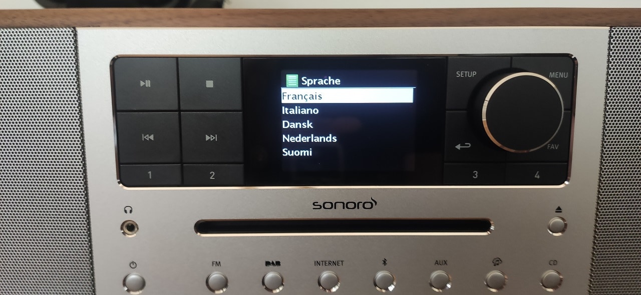 Sonoro Meisterstück écran réglages