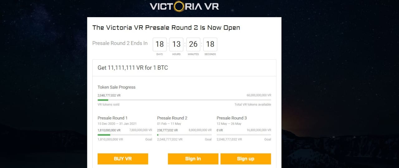 Acheter des VR tokens Victoria VR
