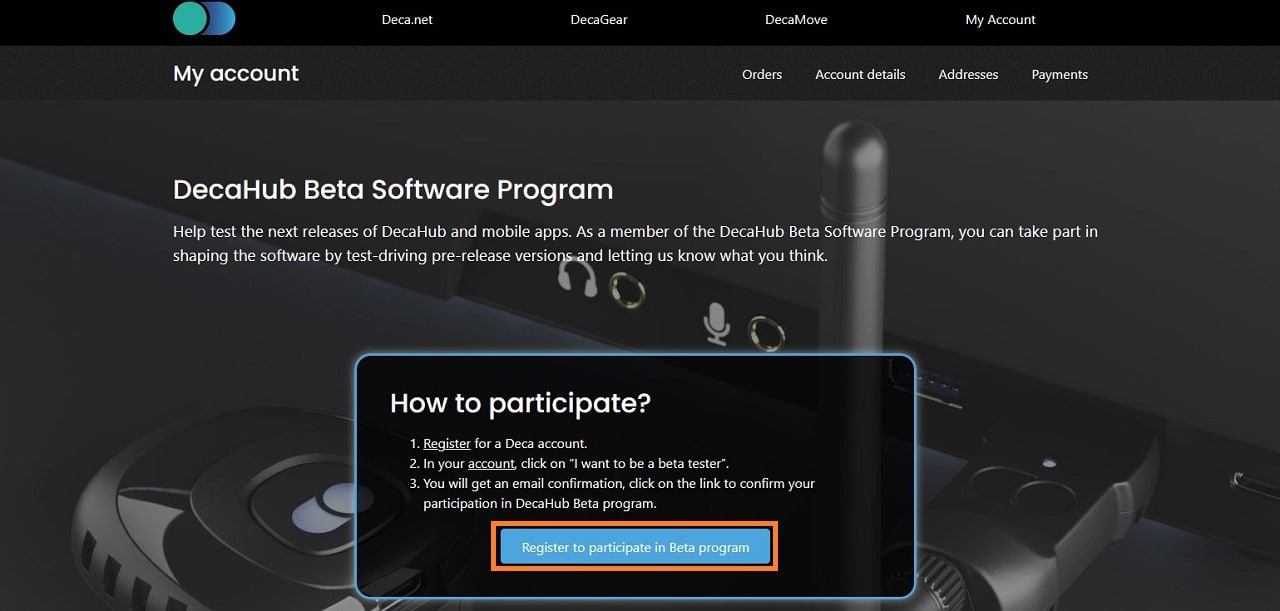 Inscription DecaHub pour App DecaMove
