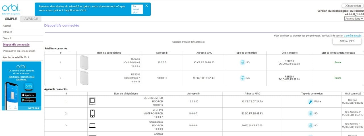 Interface Web Orbi login