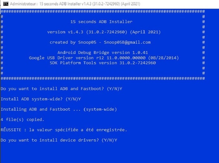 Installation ADB
