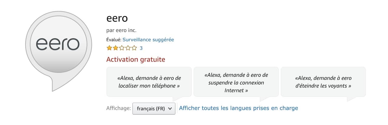 Compétence eero pro 6 Alexa skill