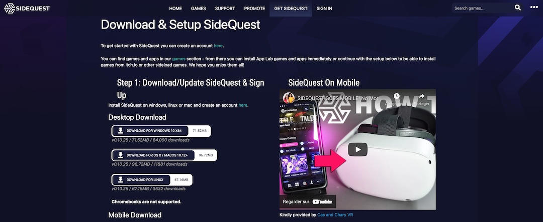 Comment installer SideQuest