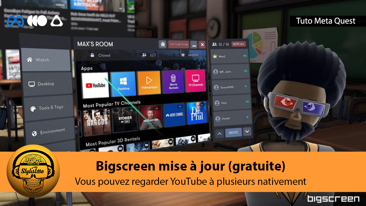 Bigscreen regarder YouTube à plusieurs avec votre Meta Quest