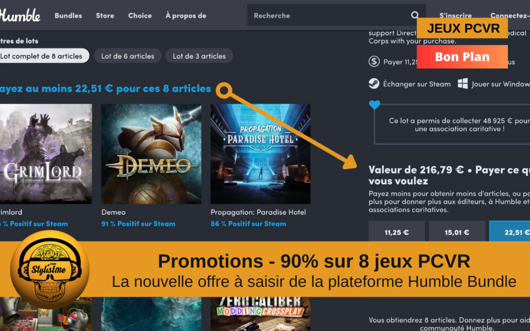 Promo jeux PCVR Humble pour Meta Quest, Pico, HTC, Valve