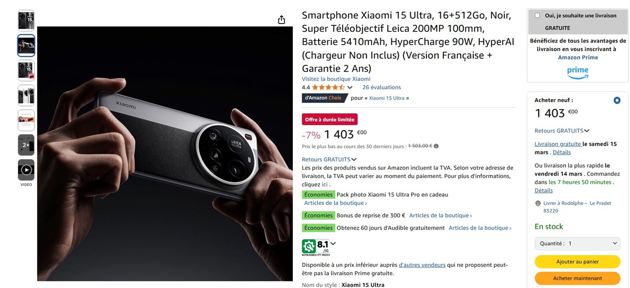 Prix réduction Xiaomi 15 Ultra