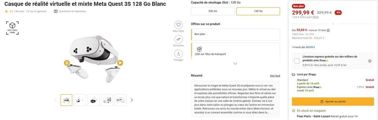 Quest 3S promo Fnac