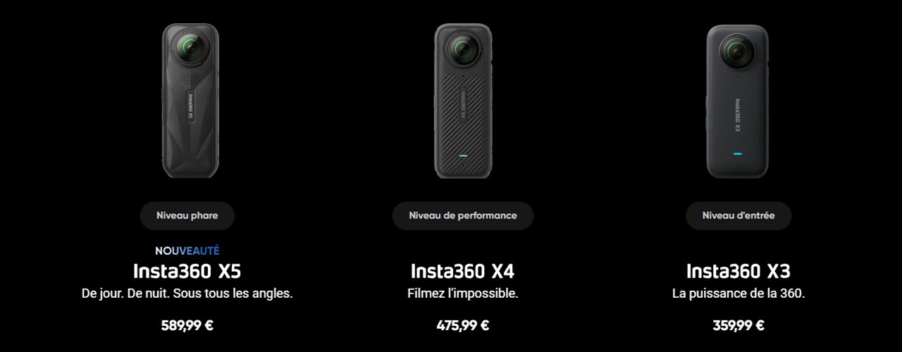 Comparatif Inst360 X5 X4 X3