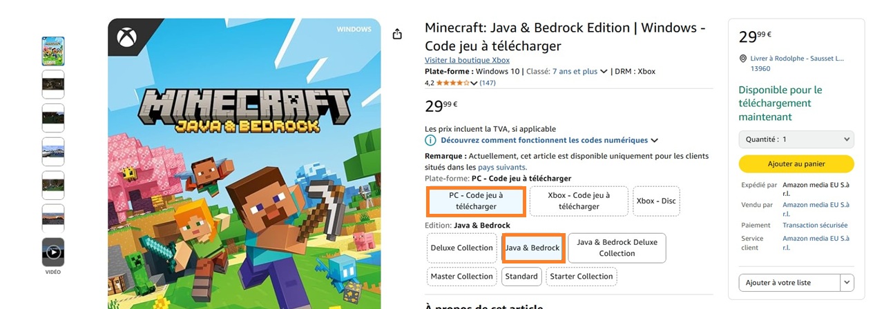 Minecraft Edition Java pour Meta Quest
