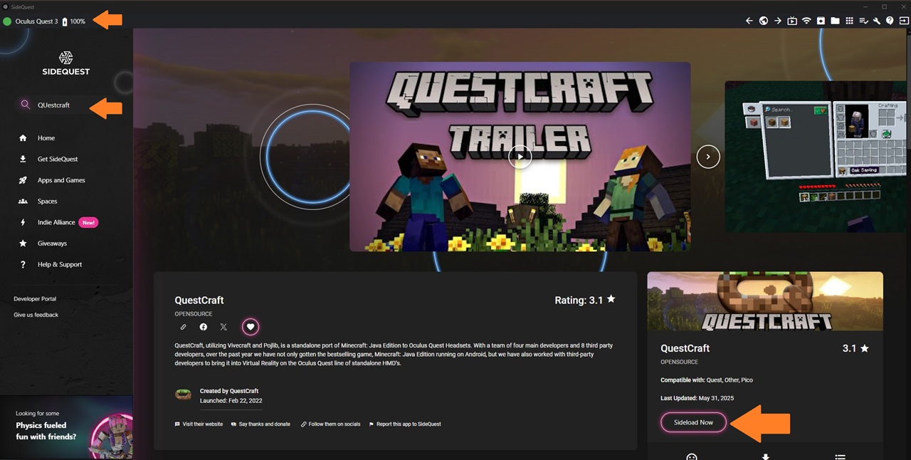 installer Quest craft Minecraft Quest Meta