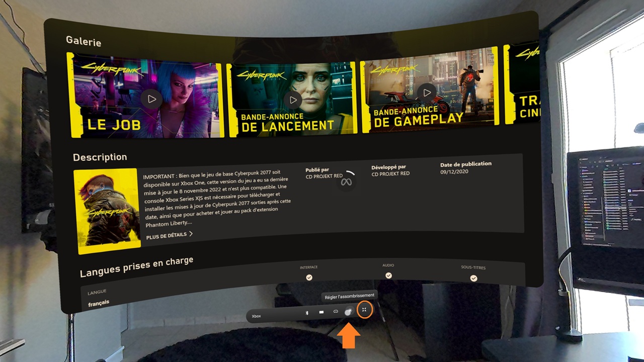 Régler luminosité app Navigator Quest