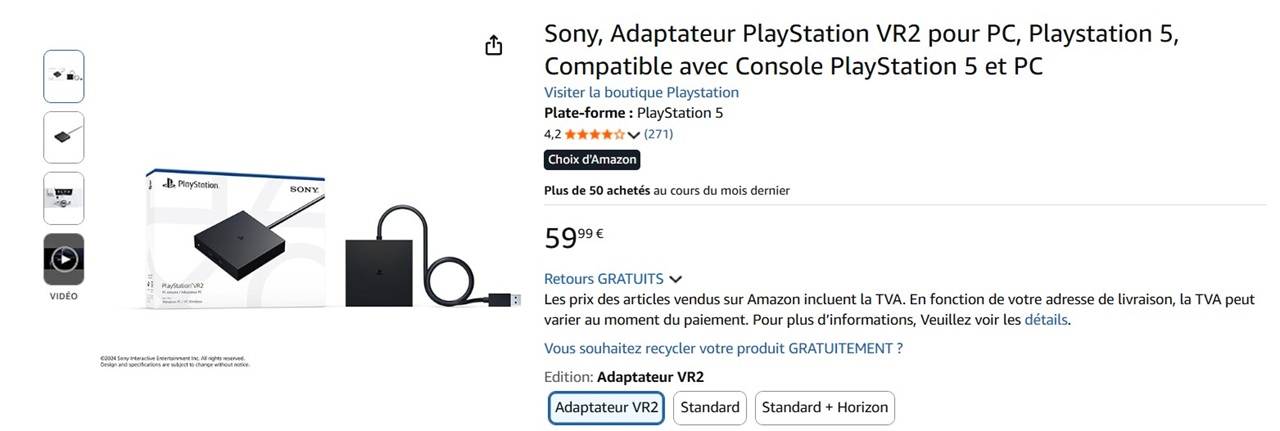 Adaptateur PSVR2 PC Sony