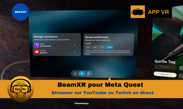 BeamXR : stream Quest direct sur YouTube et Twitch 