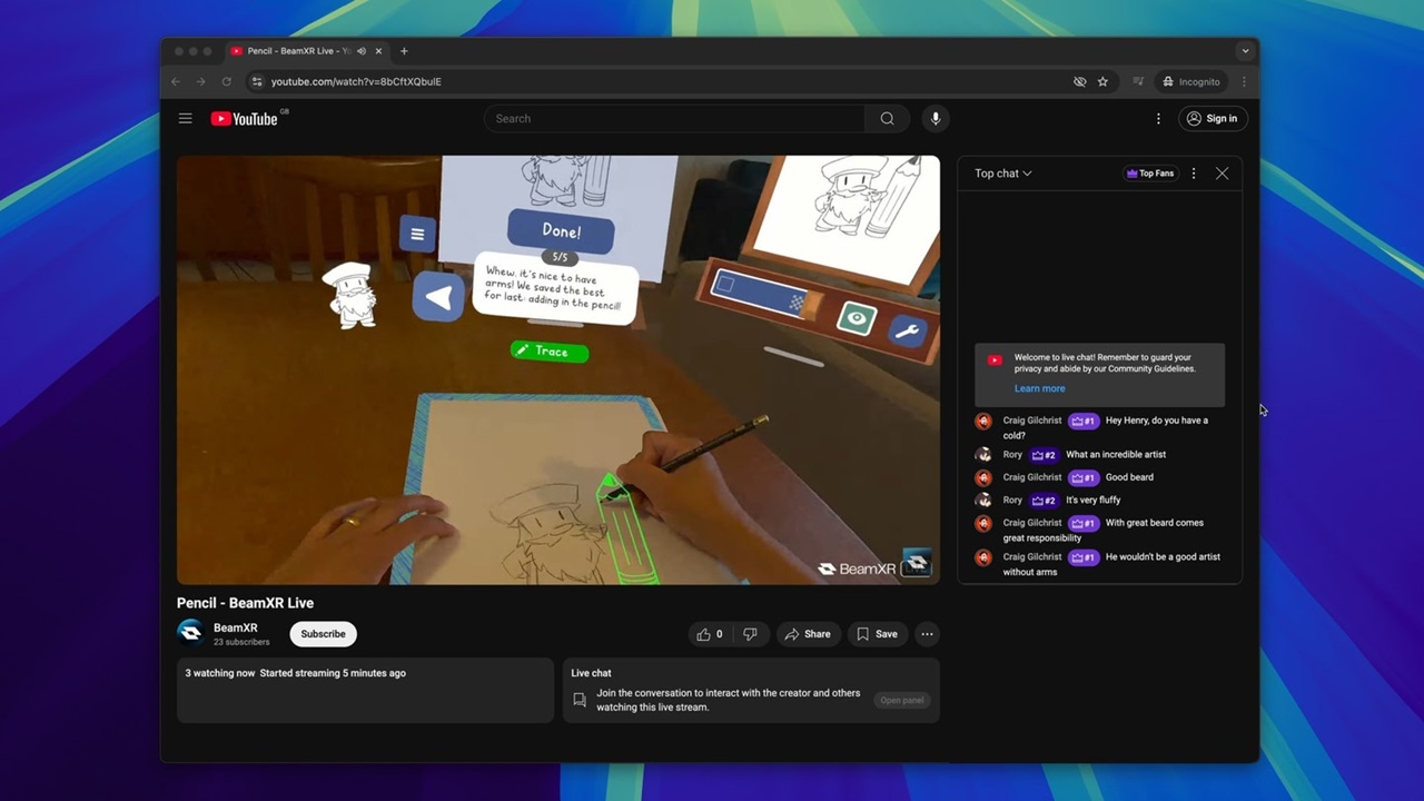 BeamXR Live YouTube Meta Quest